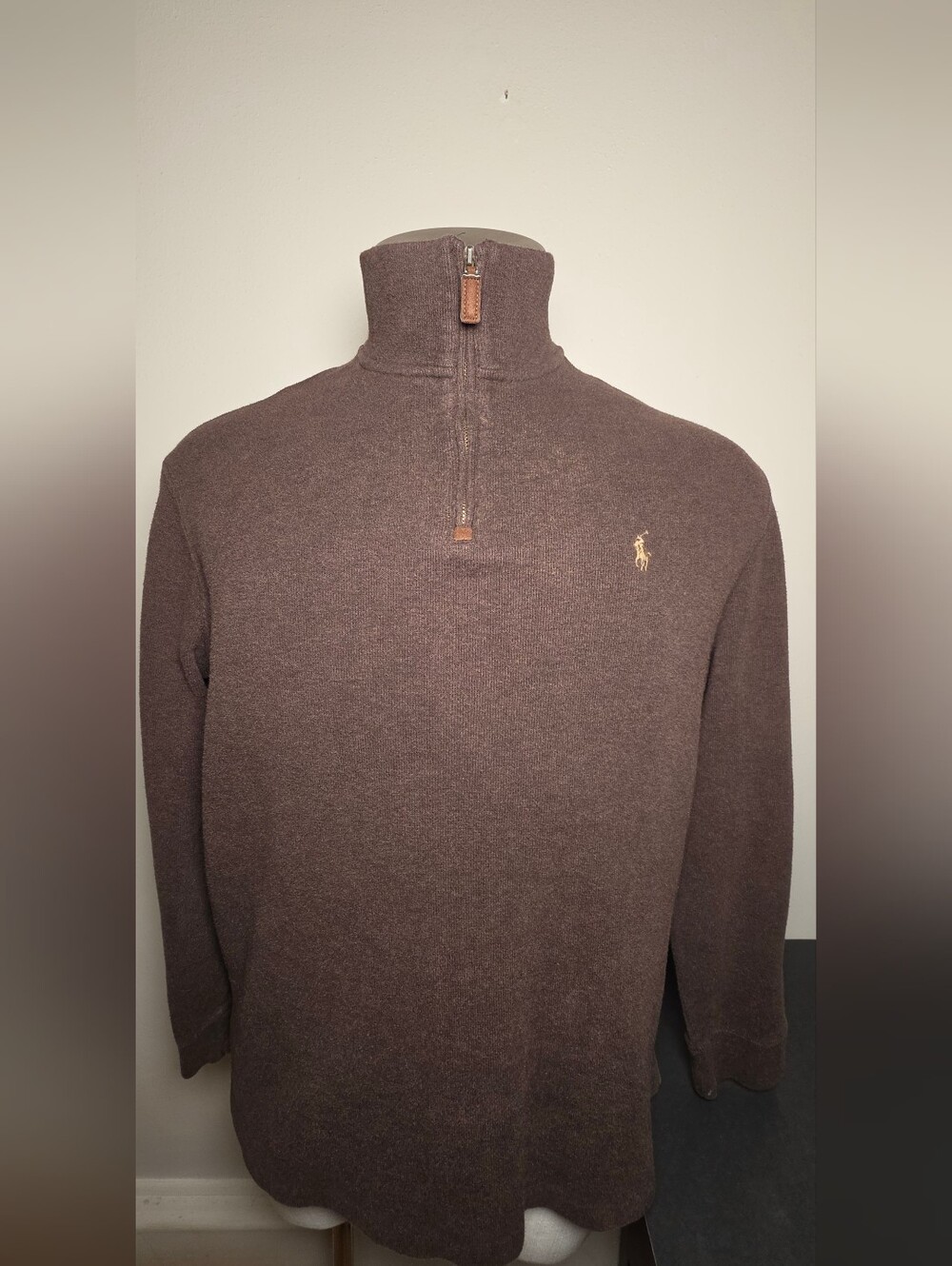 Ralph Lauren Brown Quarter-Zip Merino-Blend Sweater